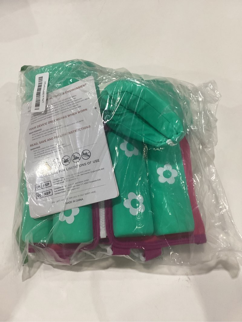 Condition photo showing Good Condition for kids pool floaties 1-2-3-5-7-9 years old, toddler swim vest 20-30-50-70 pounds, comfortable extended wear kids float jacket with crotch strap, bright design and unpadded sides for comfort chest size up to 23.62in, 20-30lb pink
