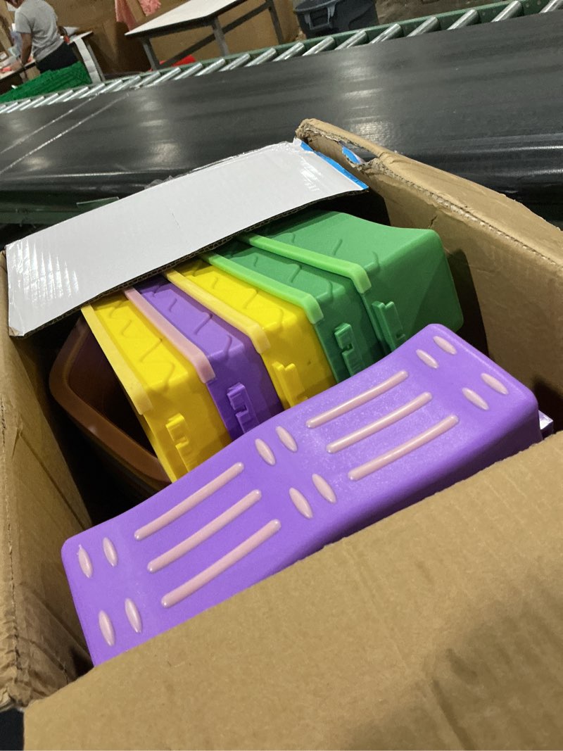 Condition photo showing Good Condition for 18 pieces non-slip balance beam stepping stones for kids 3 years + stackable obstacle course balance board for toddlers thicken plastic hold up 220lbs indoor outdoor sensory toy green