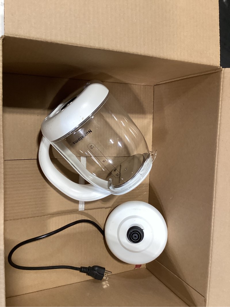 Condition photo showing As Is for household electric kettle, all 304 stainless steel and no plastic contact, automatic shut-off,borosilicate glass visual boiling, 2.0l water boiler & tea kettle perfect for tea & coffee (pure white)