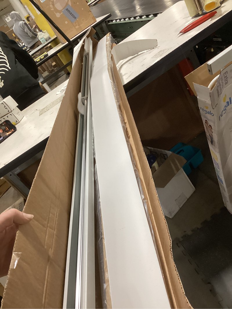 Condition photo showing Good Condition for 1k+ bought last week project source light filtering vertical 3.5-in slat width 78-in x 84-in cordless white vinyl light