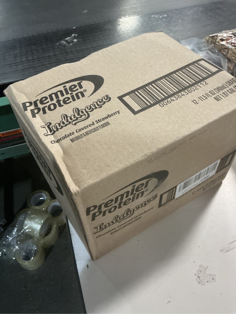 Condition photo showing New/Like New for BB-21/Mar/2026) Premier Protein Shake INDULGENCE, Chocolate Covered Strawberry, 30g Protein, 170 Calories, 3g Sugar, 11.5 fl oz, 12 Pack (Packaging May Vary) Chocolate Covered Strawberry 11.5 Fl Oz (Pack of 12)