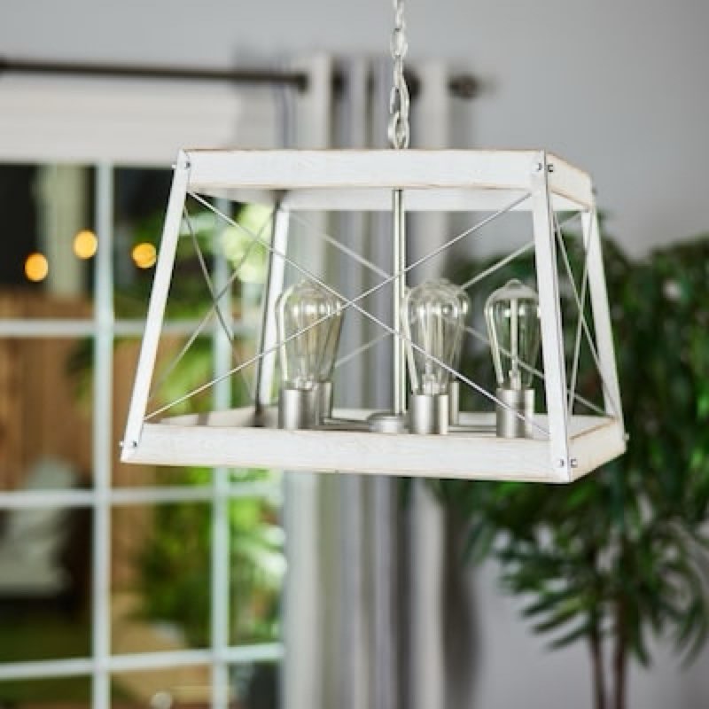 Progress Lighting Bradberry 5 -Light Antique White with Galvanized Accents Farmhouse Square