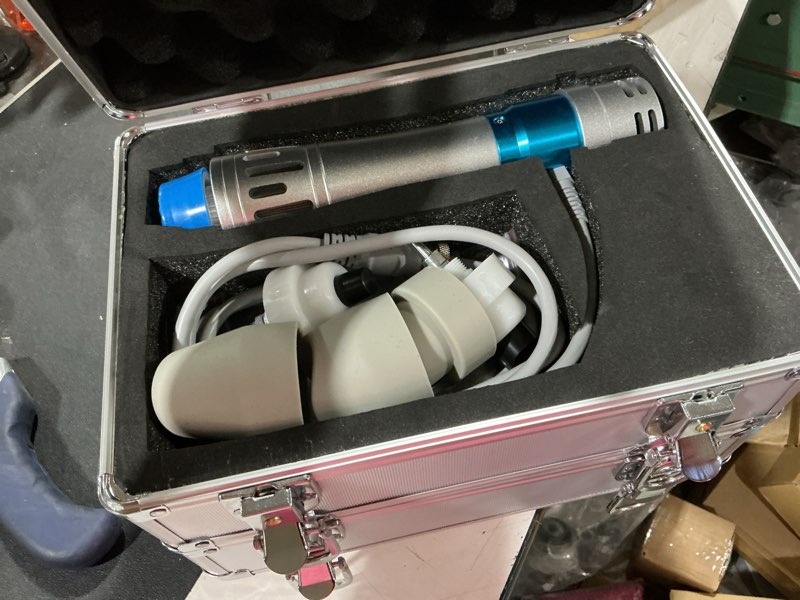 Condition photo showing Good Condition for portable shockwave therapy machine for body muscle massager pain relief back waist leg and golf elbow shock wave deep tissue pain relief with 7 massage heads