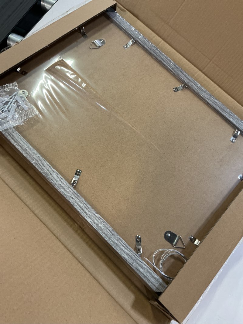 Condition photo showing Good Condition for 12x18 Frame Set of 2, Rustic Grey Wood Style, Display 12 x 18 Poster without Mat or 8.5x11 Picture with Mat, Wall Mounting Horizontal and Vertical Grey 12x18 in