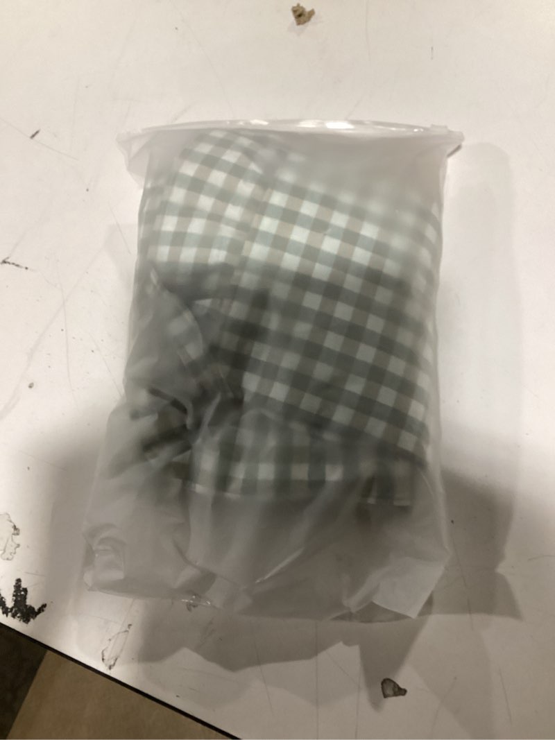 Condition photo showing New/Like New for KKJIAF Ruffle Gingham Pillow Covers 26 x 26 Inches, Cotton Plaid Throw Pillow Shams Set of 2, Linen Feel Ruffled Plaid Pillow Cases with Envelope Closure for Sofa Bed (Sage Green Plaid) Sage Green Plaid 26" x 26" (Pack of 2)