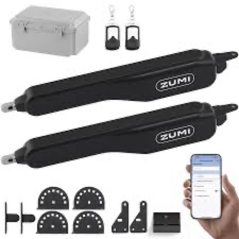 ZUMI Automatic Gate Opener, Dual Swing Smart App-Controlled Electric Opener for Gates up to 2×900 lb