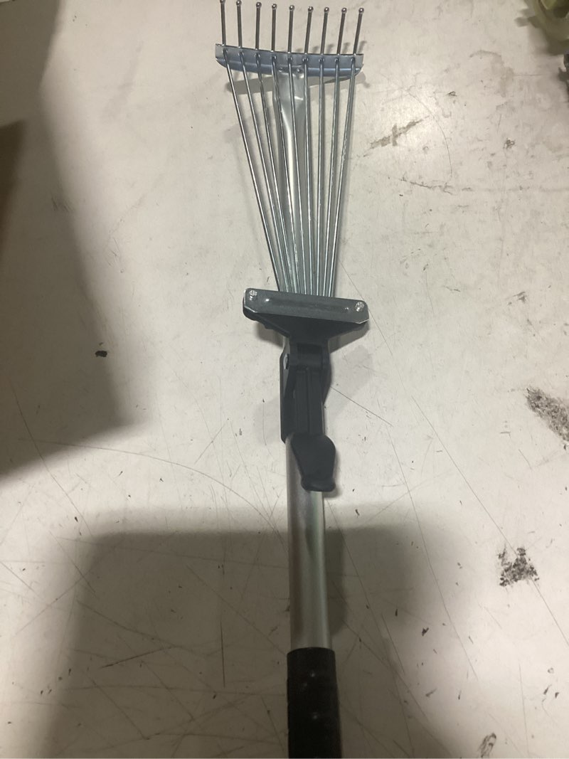 Condition photo showing Good Condition for workpro 16" hand rake, heavy duty stainless steel garden rake with soft handle, small garden hand tool for gardening, cultivating, loosening soil & spreading mulch, flower beds