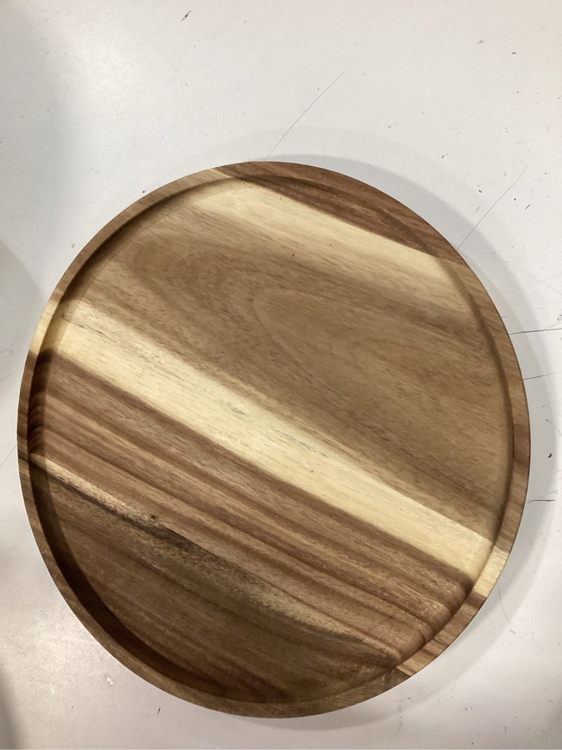 Condition photo showing Good Condition for 11.5 Inches Candle Holder Tray Home Decor, Round Wood Tray for Coffee Table, Small Wooden Serving Decorative Trays for Home