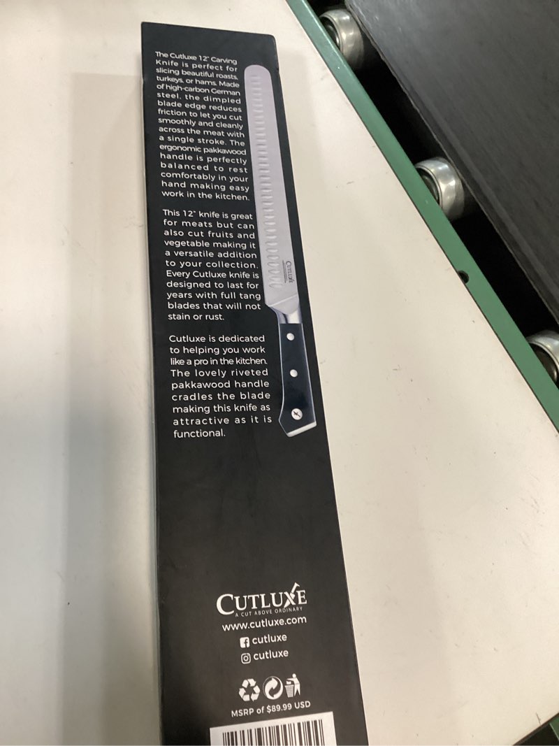 Condition photo showing Good Condition for cutluxe brisket knife – 12" carving & slicing knife for meat & bbq – razor sharp german steel, sheath included, ergonomic full tang handle design, grilling gifts for men – artisan series