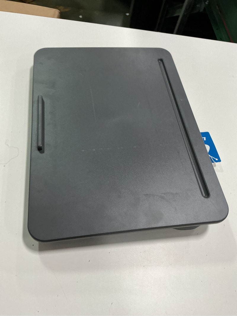 Condition photo showing As Is for LAPGEAR Original Lap Desk – Large (17.9” x 13”) | Fits Up to 17.3” Laptops | Cushioned with Device Ledge, Pencil Tray & Handle | Portable & Lightweight | Charcoal – Style No. 45155 Charcoal Single Unit