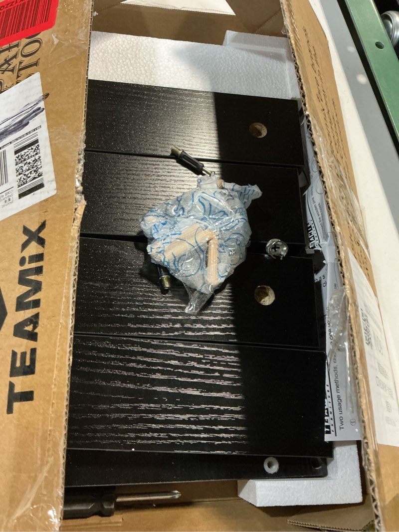 Condition photo showing As Is for TEAMIX Wood Monitor Stand Riser-2 Pack, 2 Tier Adjustable Monitor Stand Dual Monitor Riser for 2 Monitors/Laptop/PC Black Computer Stand for Desk Black 2 Packs