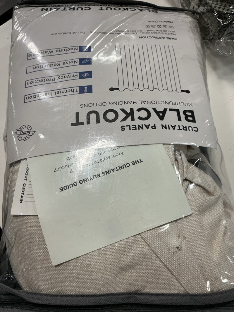 Condition photo showing Good Condition for inovaday 100% blackout curtains 84 inches long 2 panels set, back tab/rod pocket linen blackout curtains for bedroom, thermal insulated window drapes - cream, w50 x l84 #01 cream 50"w x 84"l (pack of 2)
