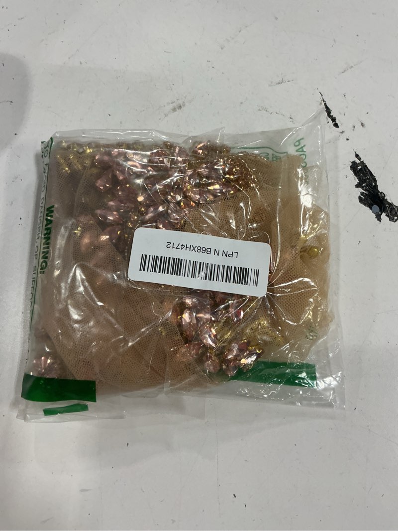 Condition photo showing New/Like New for luxury look shiny rhinestone pair applique patch in gold silver champgane ab color for prom dress belt arts crafts sewing decorat (champgane-c) champgane-b