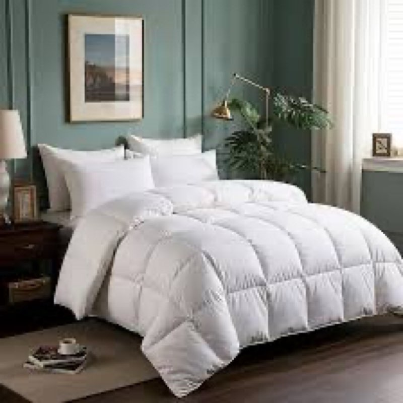 Serta Goose Feathers Down Fiber Comforter Oversize King Duvet Insert,100% Cotton, Hotel Luxury Hypoa