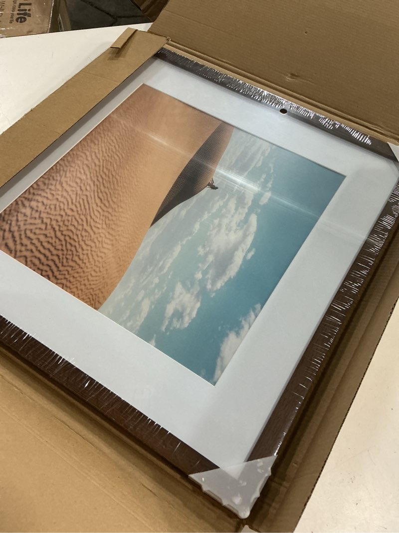 Condition photo showing New/Like New for dreamland 16x16 poster frame with mat for 12x12, usa-sourced natural oak wood picture frames with real glass, 16"x16" handcrafted round corner frame for gallery art prints or home decor, walnut 16x16, 1p usa-sourced oak wood-walnut | round