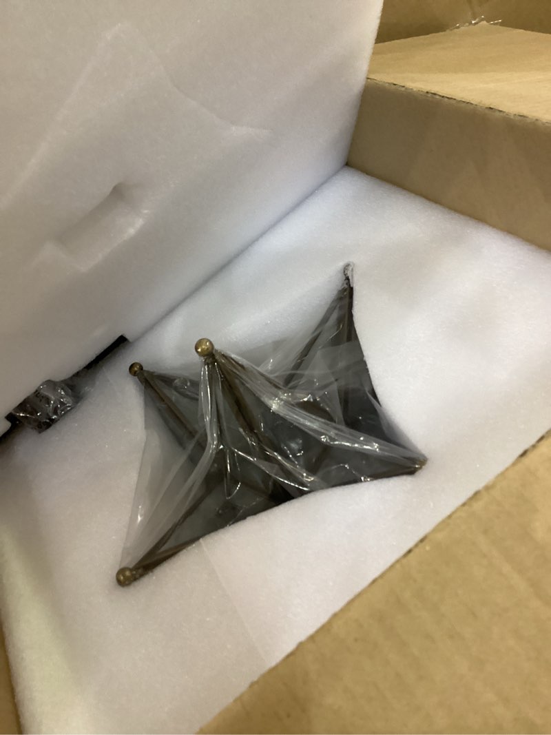 Condition photo showing New/Like New for Moravian Brass Star Ceiling Light - 12.7 Inch Oil Rubbed Bronze Black Vintage Flush Mount Lighting Fixtures - Art Deco Moroccan Glass Fixture Lights for Hallway Kitchen Farmhouse Bedroom Entryway Bronze(Black)-Embossed Glass