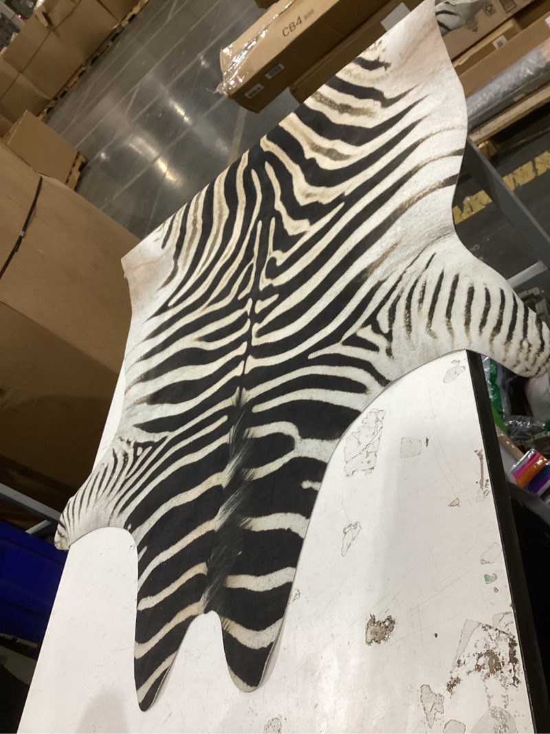 Condition photo showing As Is for townssilk area rug faux zebra print rug 4.3x4.7 feet rug/mat/carpets for home
