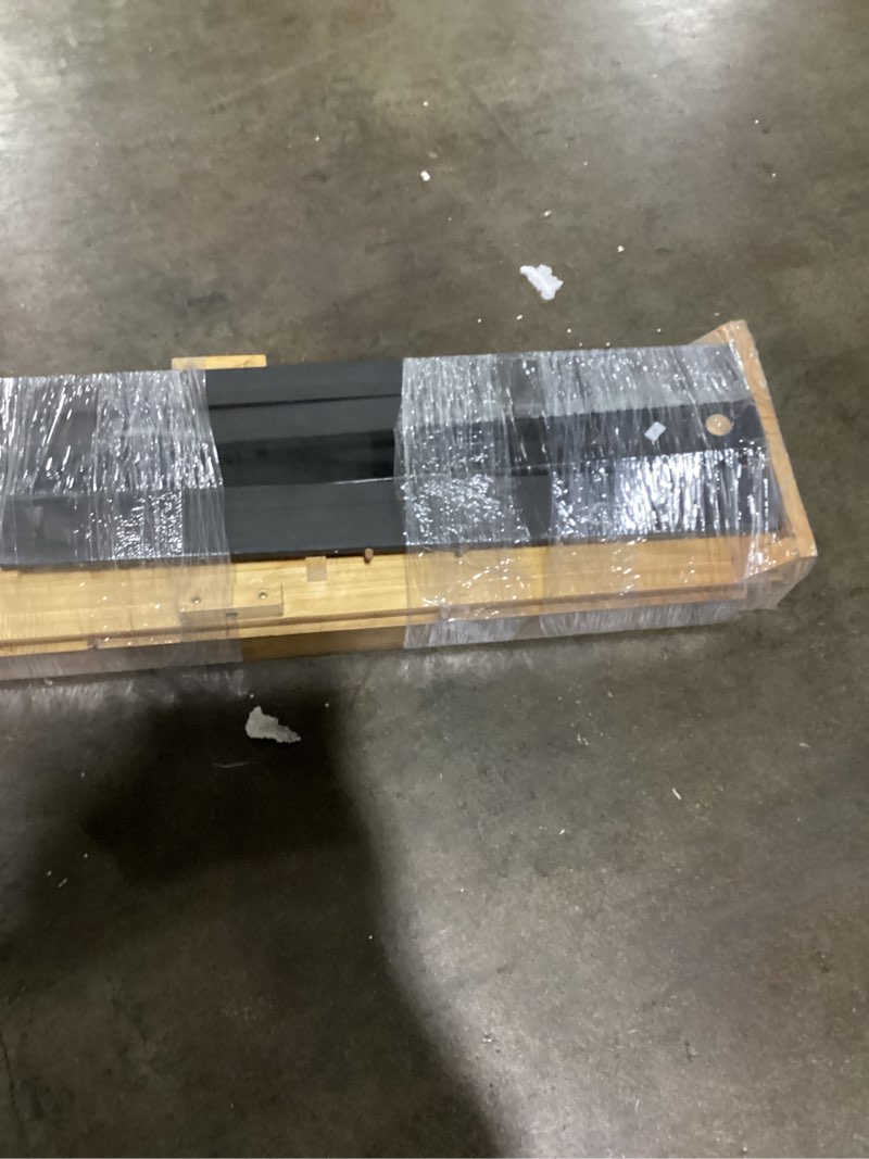 Condition photo showing Good Condition for very similar to stock design possibly incomplete hardware.. wood queen platform bed frame, premium solid wood, sturdy structure metal inside frame
