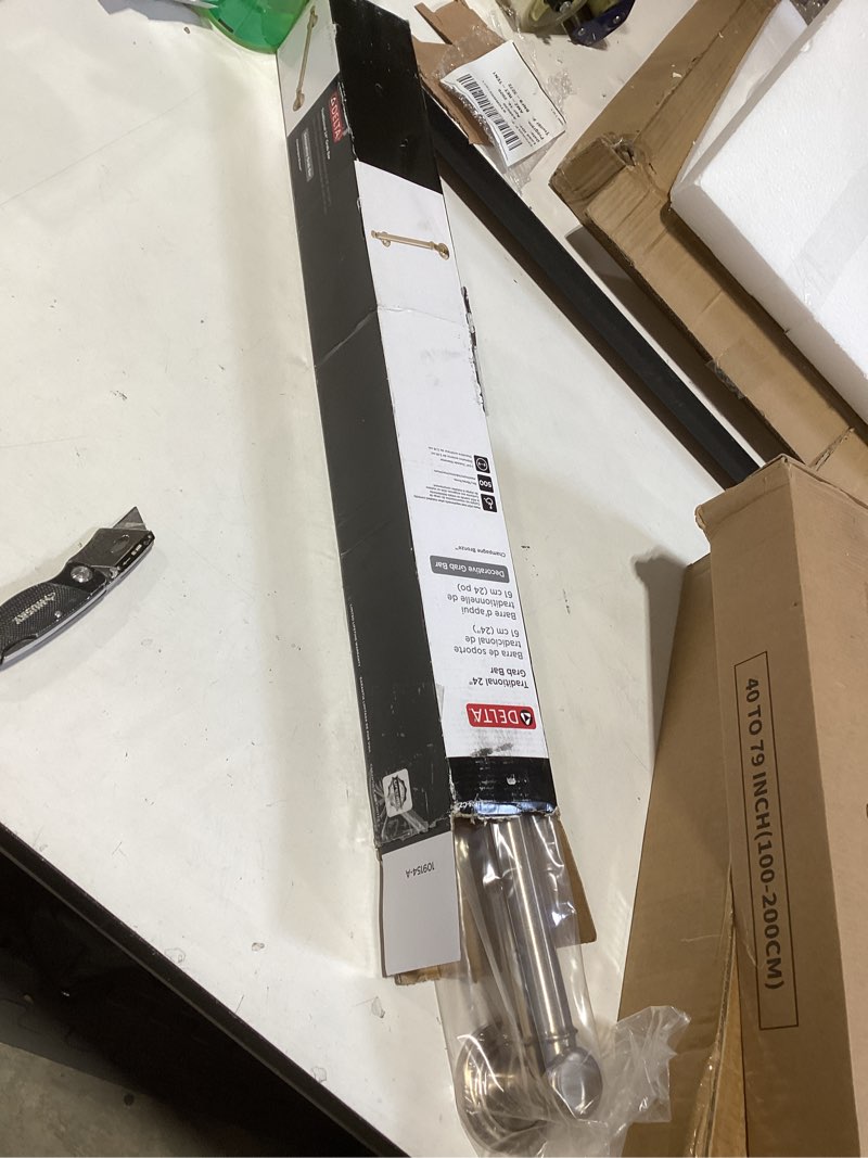 Condition photo showing New/Like New for delta traditional (1-pack) 24" shower grab bar ada compliant champagne bronze 450 lb capacity bathroom safety handle for shower, bathtub | wall mounted balance assist, handicap grip bar 41624-cz