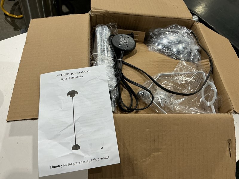 Condition photo showing Good Condition for cosylux modern floor lamp for living room, industrial tall standing lamp for bedroom, metal shade reflecting light reading floor lamp for office, nursery room, corner(chrome)