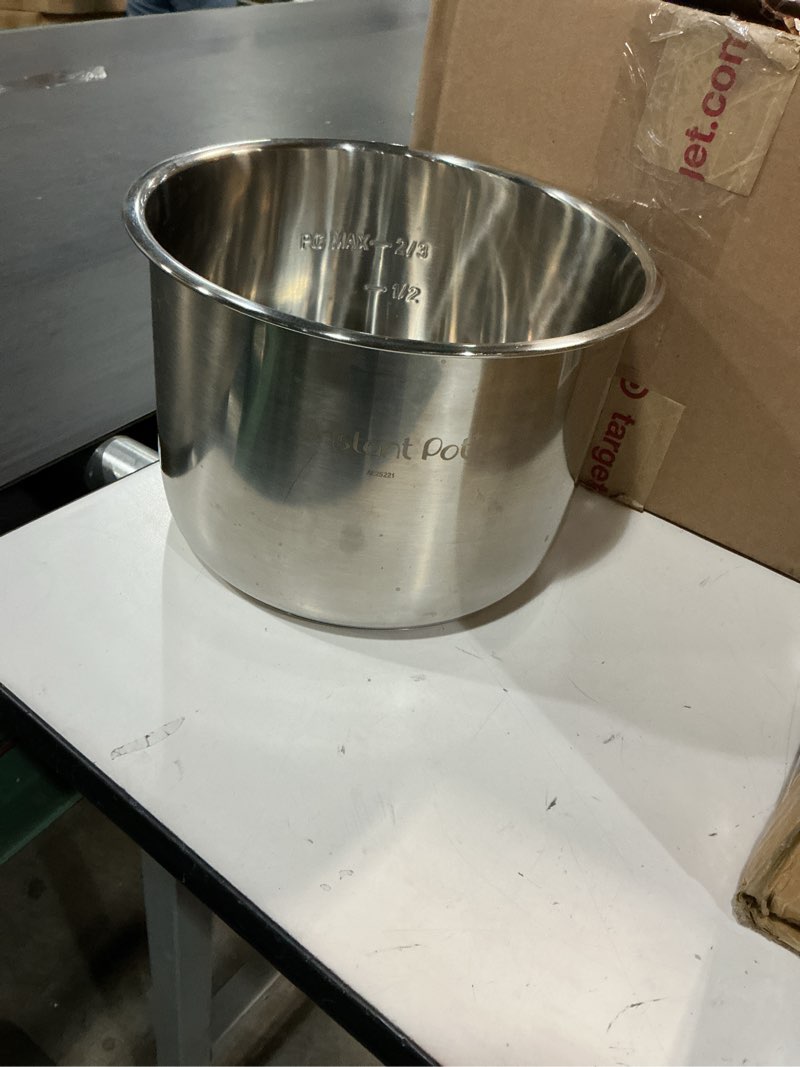 Condition photo showing As Is for instant pot stainless steel inner cooking pot 6-qt + instant pot 2-pack sealing ring 5 & 6-qt