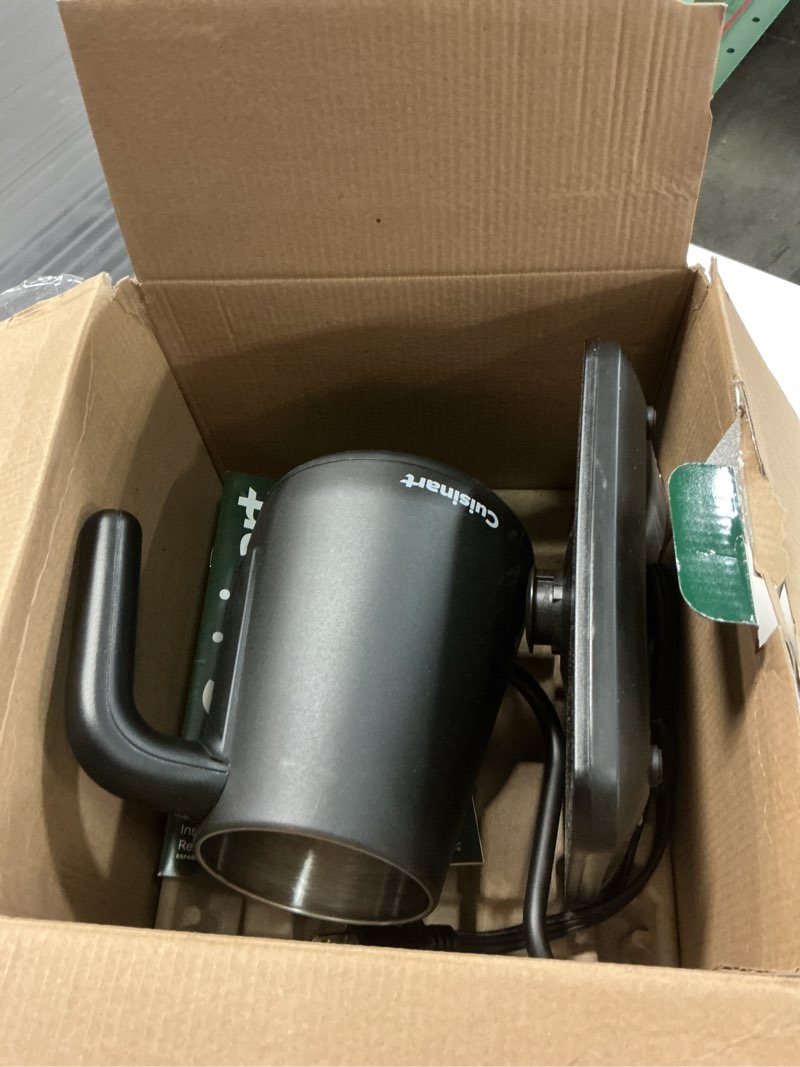 Condition photo showing As Is for cuisinart gk-1 digital goose neck kettle, precision gooseneck spout designed for precise pour control that holds 1-liter, 1200-watt allows for quick heat up, stainless steel,black black goose neck