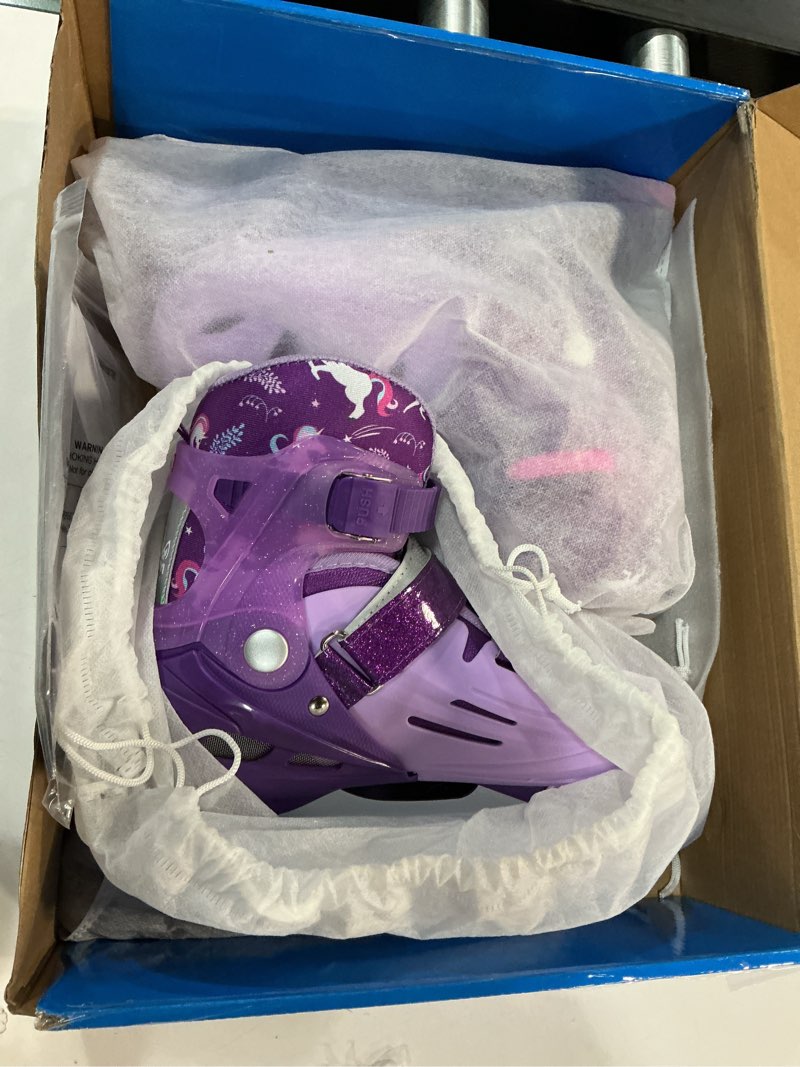 Condition photo showing Good Condition for 2PM SPORTS Inline Skates for Kids Boys Girls Ages 5-8 8-12 3-5 4-8 6-12 with Light Up Wheels, Adjustable Children's Roller Skates Blades for Toddler Beginner Youth Indoor Outdoor Purple Medium - Big Kid