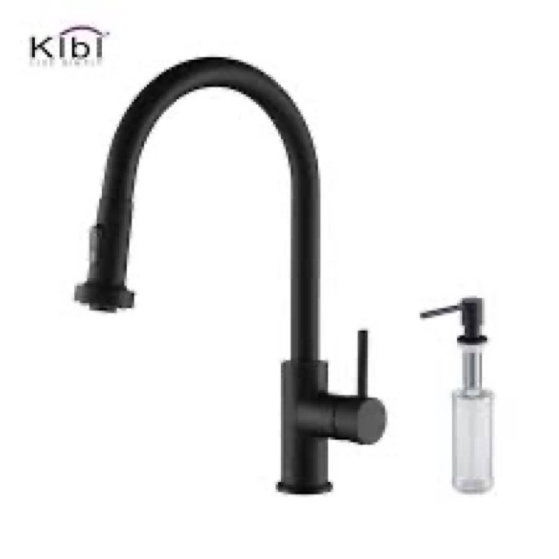 KIBI Lead Free Solid Brass Single Level Pull Down Kitchen Faucet with Sprayer
