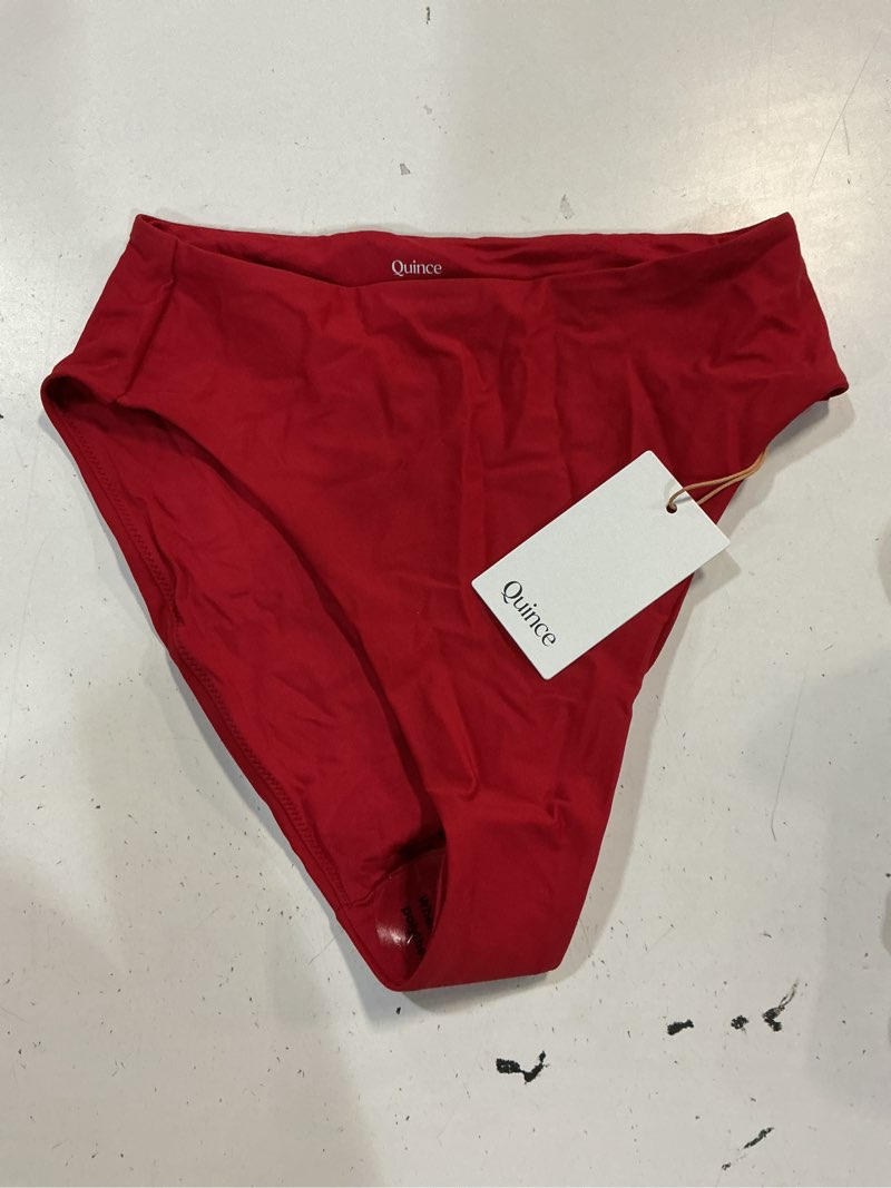 Condition photo showing New/Like New for italian high-rise high-leg bikini bottom, s, cherry