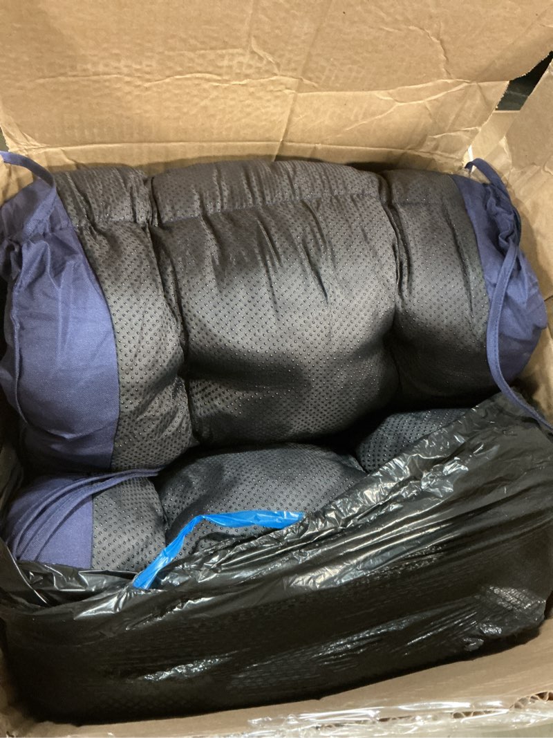 Condition photo showing Good Condition for rocking chair cushions, indoor/outdoor adirondack chair cushion, waterproof and fade-resistant rocking chairs pads, non-slip tufted high back patio chairs cushion with ties, 44x19x4 inch, navy blue navy blue 44x19x4 inch