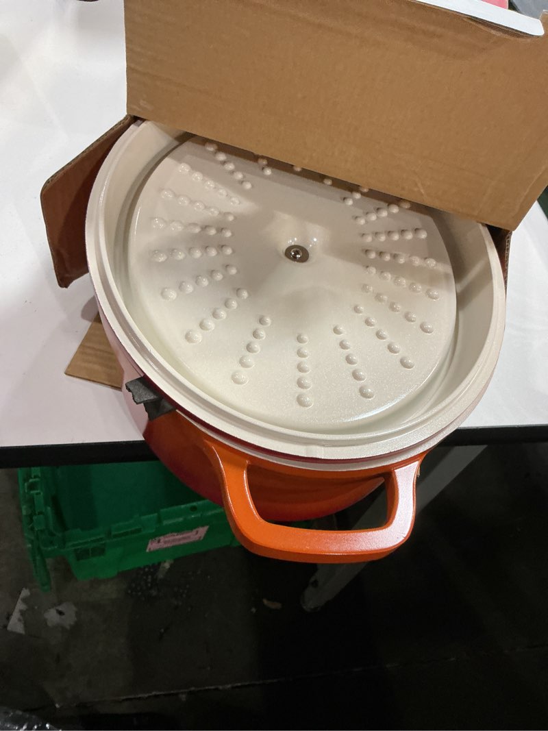 Condition photo showing Good Condition for hercules by mundial, cast-aluminum dutch oven pot with lid & handles, all stove types, oven-safe casserole cookware with nonstick enamel, orange 31l