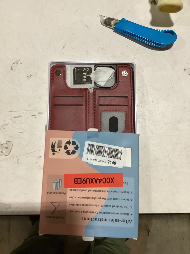 Condition photo showing Good Condition for djduck designed for iphone 16 pro max case wallet with card holder, [magnetic clasp cover] [rfid blocking leather protection] shockproof women men cases 6.9 inch for apple 16 pro max red