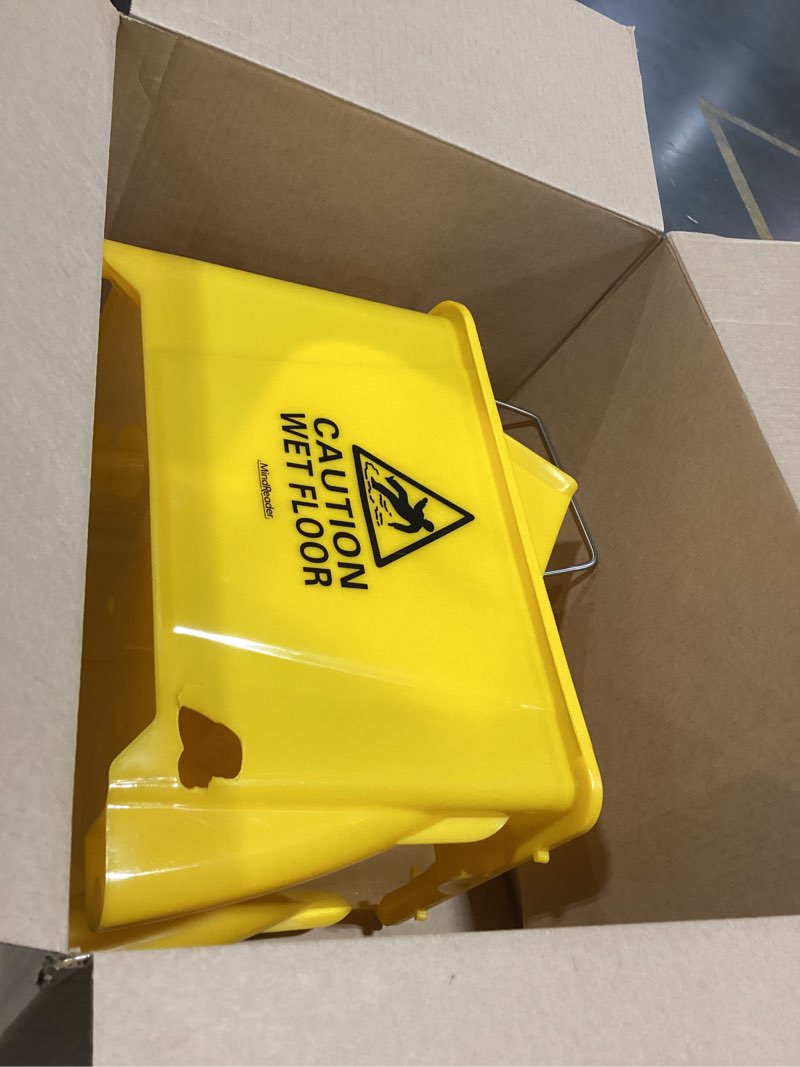Condition photo showing Good Condition for Mind Reader Mop Bucket with Wringer (Mop Not Included), 5.5 Gallon Cleaning Bucket with Wheels and Handle, Upward Press Wringer, Small Mop Compatible, Yellow Mop Bucket Only Yellow