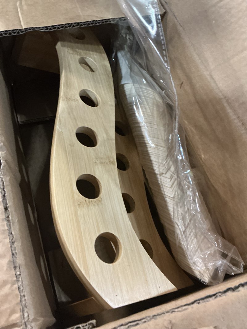 Condition photo showing Good Condition for queekay 100 disposable wood cones for food with 2 pcs 12 holes charcuterie cones holder stand ice cream cone display stand 100 fancy toothpicks for appetizers catered events wedding buffets parties
