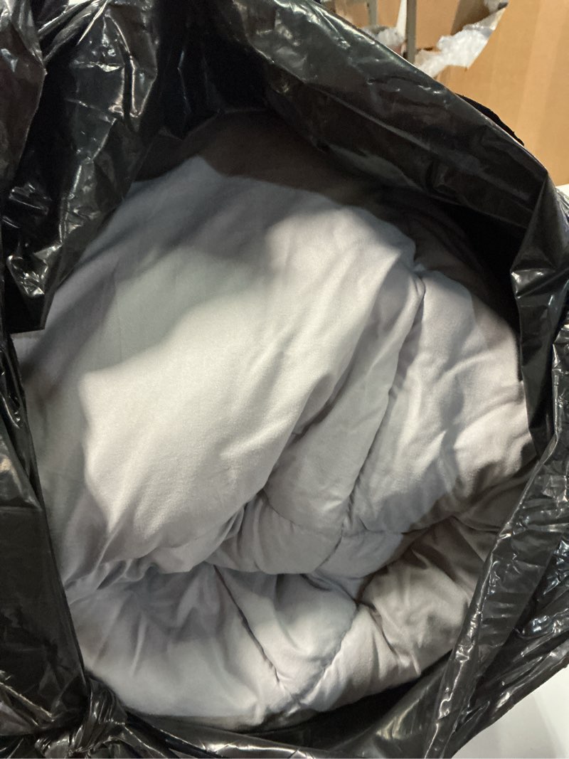 Condition photo showing As Is for bedsure comforter duvet insert - quilted comforters queen size, all season duvet, gentlesoft down alternative bedding, with 8 tabs, gifts for women/men, light grey, queen 88 x 88 inches light grey queen