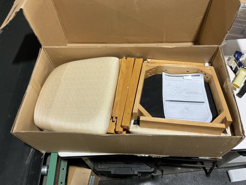 Condition photo showing Good Condition for east west furniture nfc-oak-c norfolk kitchen dining chairs - linen fabric upholstered wood chairs, set of 2, oak