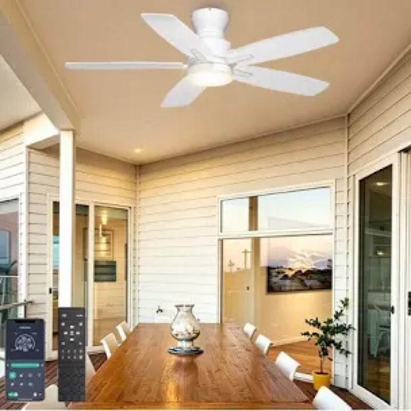 ohniyou ceiling fans with lights, 42 inch low profile ceiling fan with light and remote/app control,