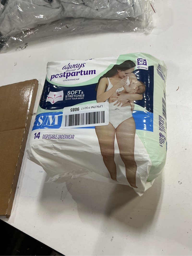 Condition photo showing New/Like New for Always Discreet Postpartum and Adult Incontinence Underwear for Women, Small/Medium, Maximum Protection, 14 Count Small/Medium 14