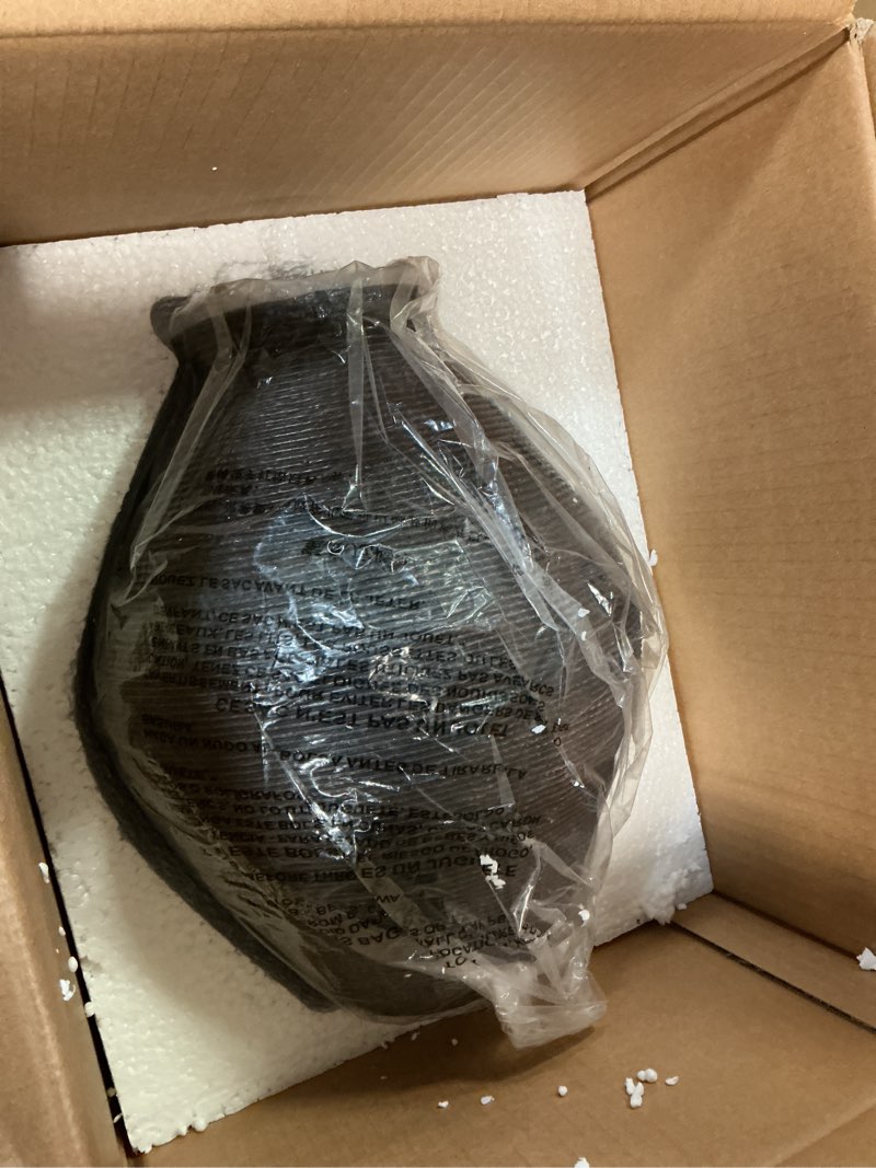 Condition photo showing Good Condition for Signature Design by Ashley Hannela 12" Modern Distressed Polyresin Vase, Antique Brown 12 Inch Dark Brown