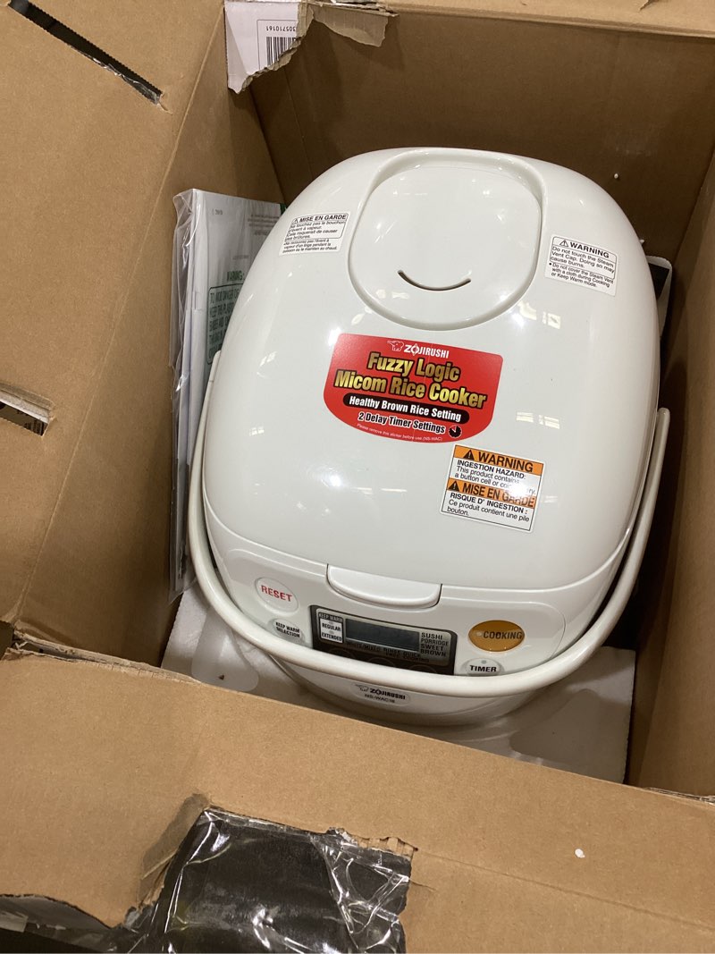 Condition photo showing As Is for zojirushi micom rice cooker and warmer (10-cup/cool white) white 10 cup