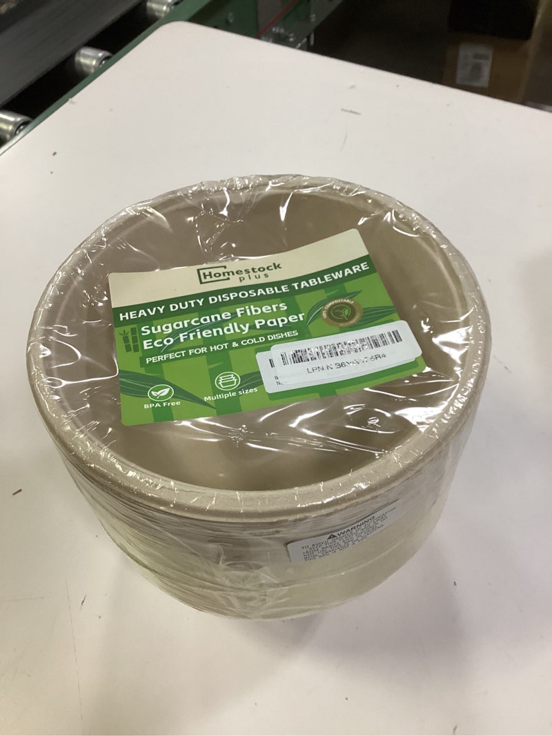 Condition photo showing New/Like New for Homestockplus Large Disposable Bowl - Heavy Duty Paper Bowls - Made from Sugarcane and Bamboo Fiber, Microwave Safe - 48 Oz Paper Bowls for Soup, Salad, Ramen, Popcorn, etc.[50/Pack] 50/Pack 48 Oz