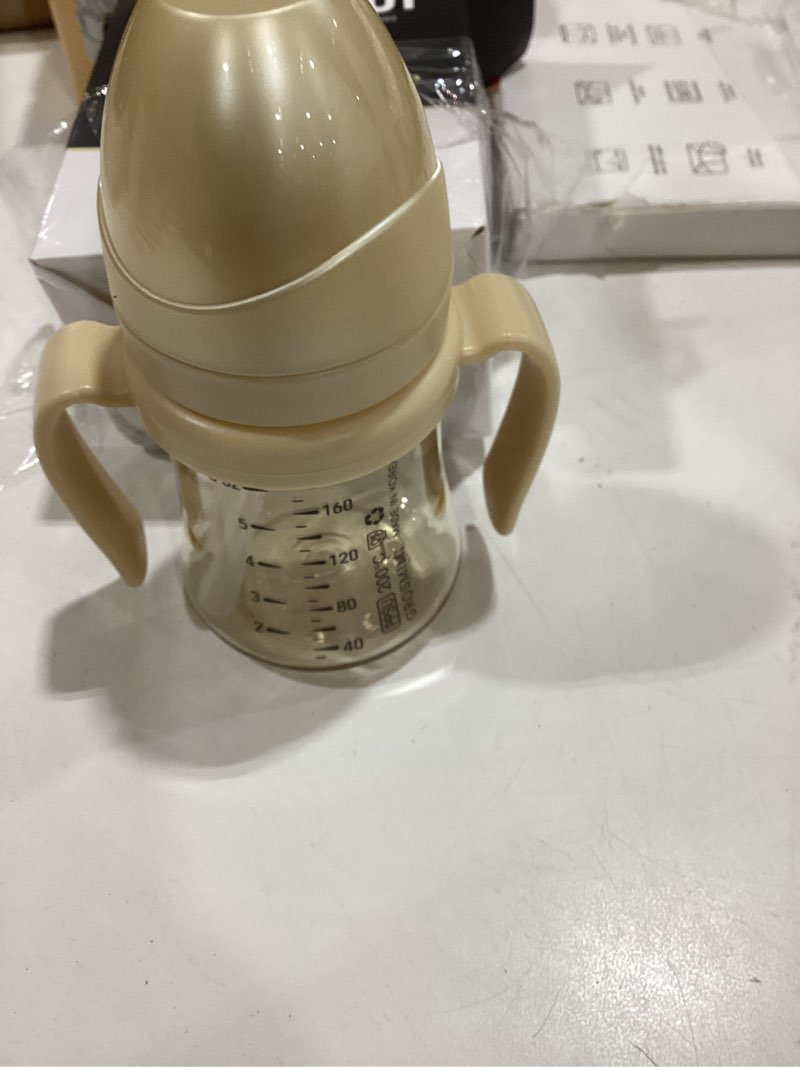 Condition photo showing Good Condition for grosmimi ppsu baby straw cup stage 1, 6m+, spill-proof, 6oz (butter) | babies & toddlers 6+ months | removable rotating handles | silicone straw | heat-resistant | bpa-free sippy cup | 200ml