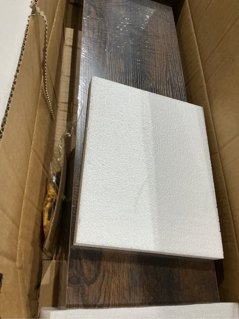 Condition photo showing Good Condition for bayka floating shelves, 36 inches long wall mounted rustic wood shelves for bathroom, bedroom, living room, kitchen, office, hanging shelf for books/storage/decor(rustic brown,set of 2) b. rustic brown - americana farmhouse style 36inches