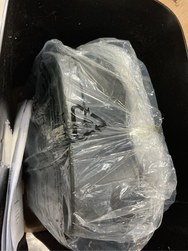 Condition photo showing As Is for amazon basics cross cut paper and credit card shredder, 12 sheet (new model), black 12 sheet black