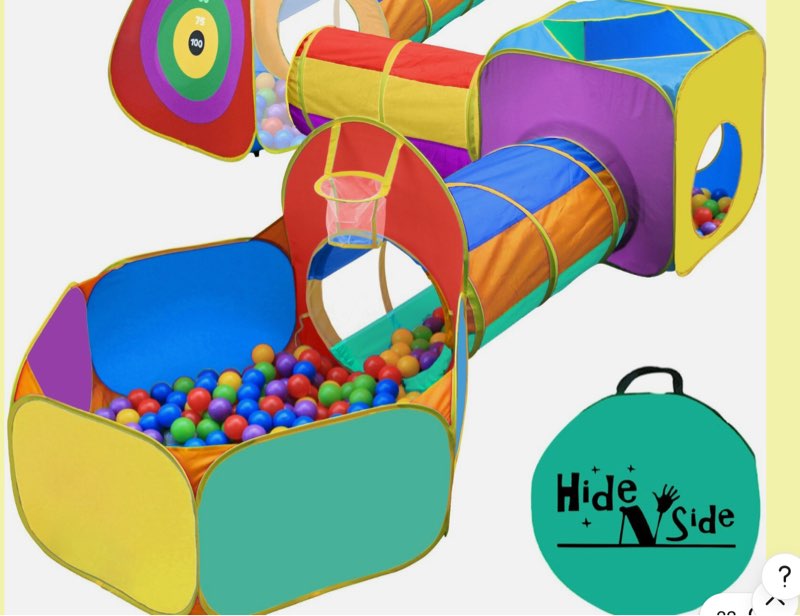 Hide N Side 6pc Kids Ball Pit Basketball Tent Tunnel Toy w/ Bag (incomplete missing parts)