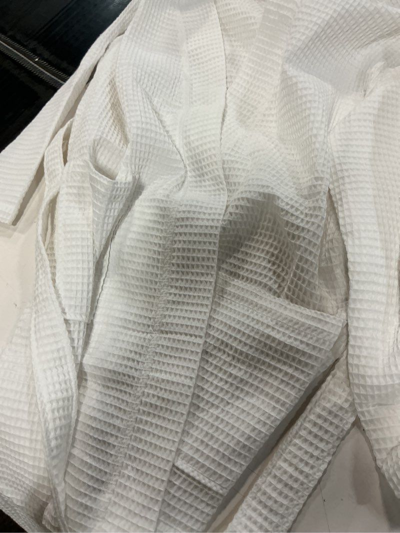 Condition photo showing Good Condition for boca terry robe unisex mens womens kimono waffle basic white kw1146c new nwt(quince size s)