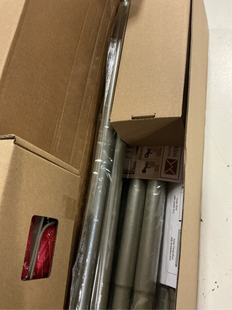 Condition photo showing New/Like New for kamanina silver curtain rods for windows 72 to 144 inches (6-12ft) long heavy duty curtain rods, 7/8 inch adjustable drapery rods with decorative netted texture finials antique silver 72-144"