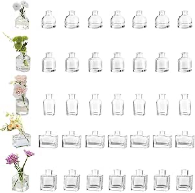 Glasseam Mini Bud Vases in Bulk 20: Clear Small Flower Vases for Centerpieces Cute Tiny Glass Vase for Flowers Modern Decorative Wedding Table Centerpiece for Dining Room Decor