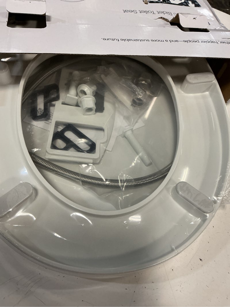 Condition photo showing New/Like New for brondell bidet toilet seat non-electric swash seat, fits round toilets, white – dual nozzle system, ambient water temperature – bidet with easy installation s101 round