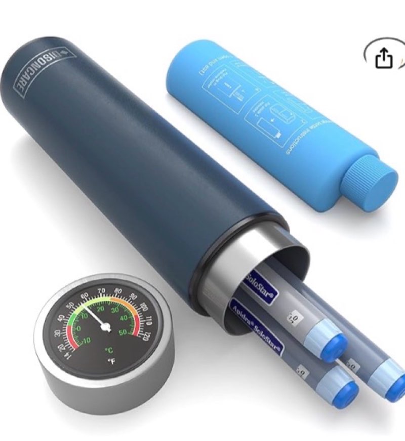 disoncare odyssey 60h insulin cooler | holds 3 pens, travel case with temperature dial cover, tsa-ap